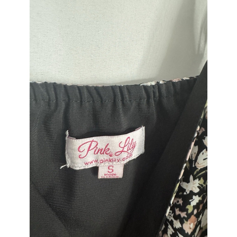 Pink Lily Floral Button Front Mini Dress Size Small UEC Print Spaghetti‎ Strap - Picture 3 of 9